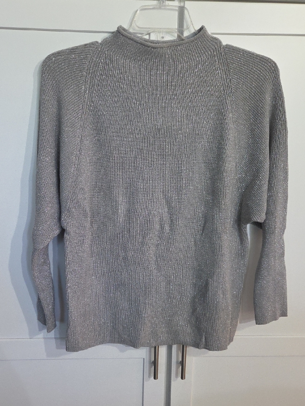 Maurices Silver Metallic Ribbed Pullover Sweater